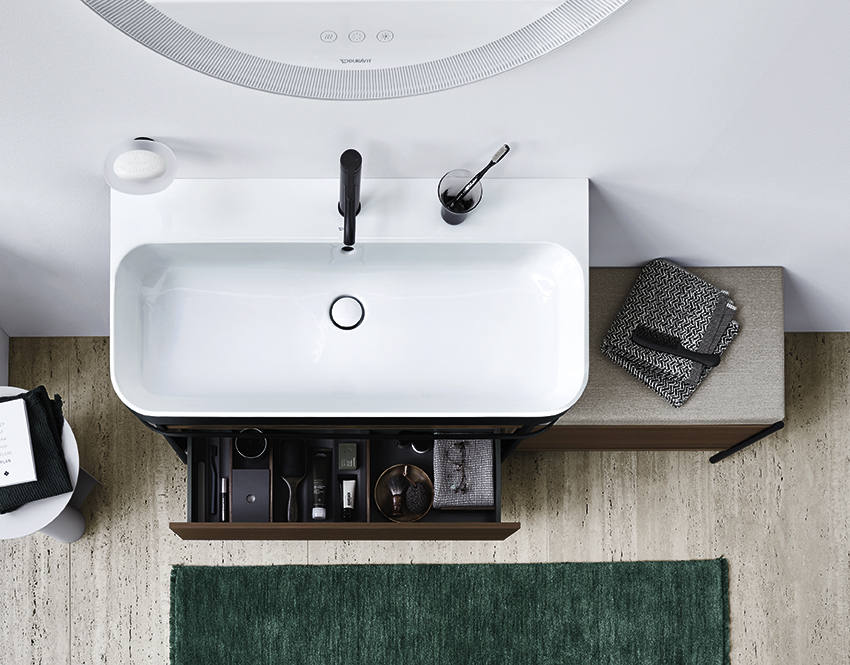 Duravit's tweet photo. 'A place for everything and everything in its place.' The new Happy D.2 Plus c-bonded drawer unit offers clever storage for your everyday items while maintaining its thoughtful design. @siegerdesign Learn more: https://t.co/DBAeWbWpOt #Duravit #HappyD2Plus #cbonded https://t.co/iwiCvNWKev