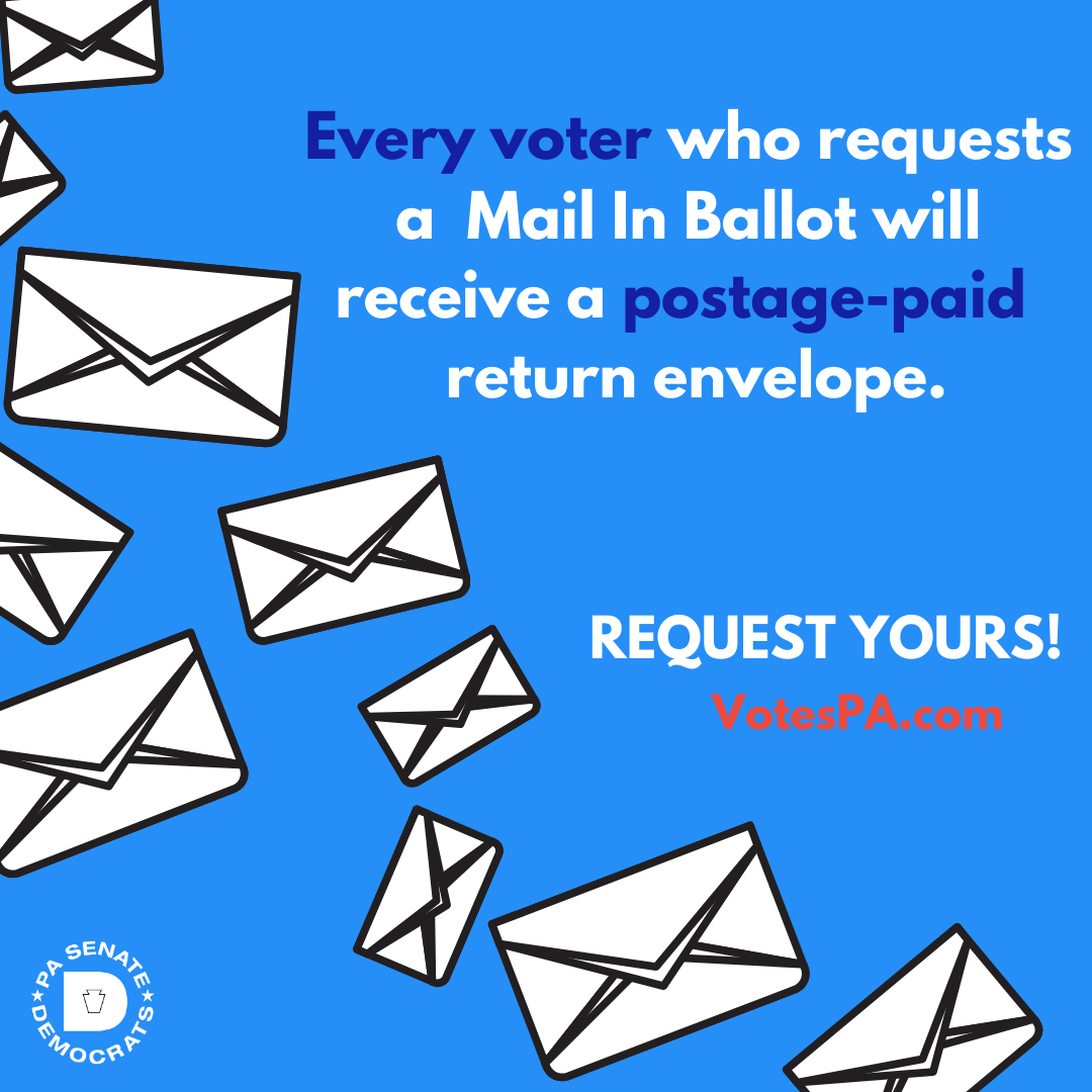 Senatorcosta's tweet photo. 🚨 ELECTION NEWS 🚨

@GovernorTomWolf &amp; @PAStateDept announced that EVERY voter who requests a mail in ballot will receive a POSTAGE PAID return envelope.

Mail in voting is a safe, secure way to vote and I applaud the Gov for making it even easier (and free!) #YourVoiceYourVote https://t.co/CkGSPsvszK