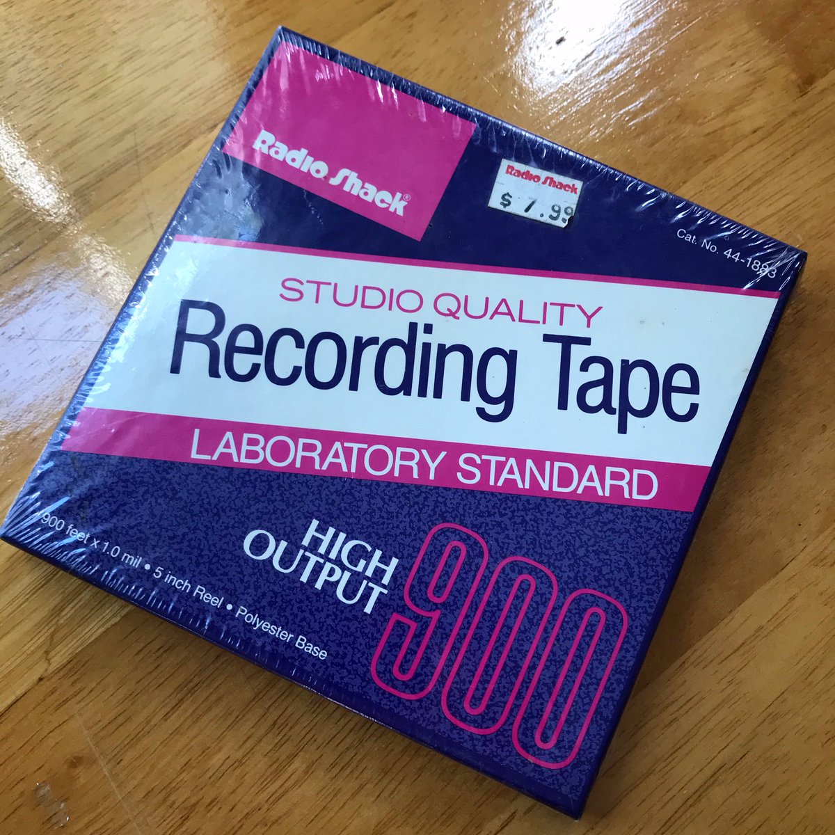 h0chstrasser's tweet photo. I apparently own a new old stock, still-wrapped 5” reel of Radio Shack’s Studio Quality Recording Tape. 
.
.
#vintageradioshack #reeltoreel #analogtape #radioshack #newoldstock #stillinthewrapper #analog https://t.co/EMxRI8dGsB