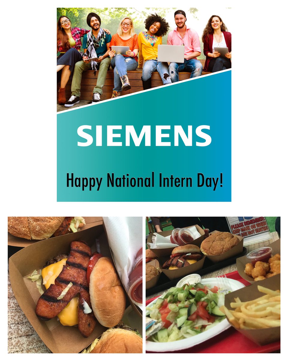 mpatelSC's tweet photo. Celebrating our amazing #LosAngeles #interns with lunch yesterday.  #NationalInternDay #laeats #socaleats #burgersandfries #lafoodscene #teamsiemens #lifeatsiemens #wearesi https://t.co/ZMxwtMj6ux