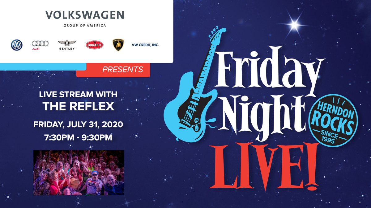 Don't forget to join us tonight at 7:30pm for <a href="/TheReflexRocks/">The Reflex</a> via live stream.

Live stream can be seen at herndonrocks.com.

Or subscribe to our YouTube channel so you won't miss anything at: youtube.com/channel/UCFju6…