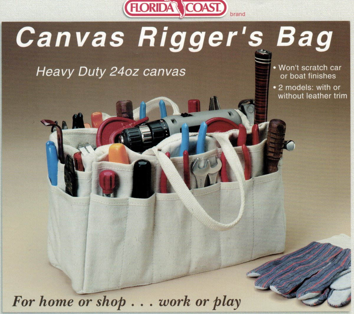 This bag is famous for its lightweight and durable material. Especially used as a tool bag,you can throw, kick and abuse this bag and it will still look good as new! Made in the USA! 🇺🇸Order today our classic canvas rigger bag on Home Depot online! ☺️ homedepot.com/p/Florida-Coas…