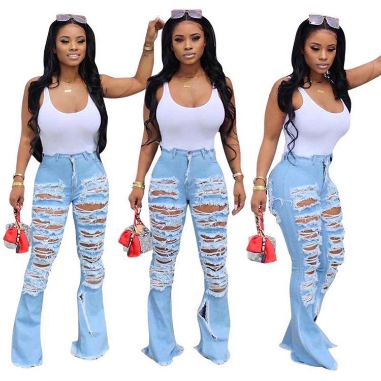 High Waist Distressed Jeans Available 8/15 . Pre Order Available . aaquillaboutique.com #Atlantaboutique #BlackOwnedBusiness