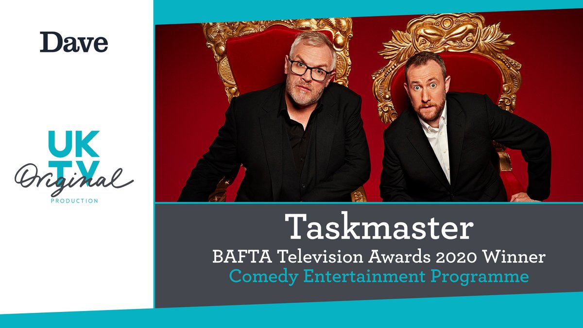 We’ve won our first #BAFTATV Award... and it's for #Taskmaster! Congratulations to <a href="/gdavies/">Gyimah Davies</a> <a href="/AlexHorne/">Alex Horne</a> @andycartwrites <a href="/andydevonshire/">andydevonshire</a> and Avalon. #VirginMediaBAFTAs