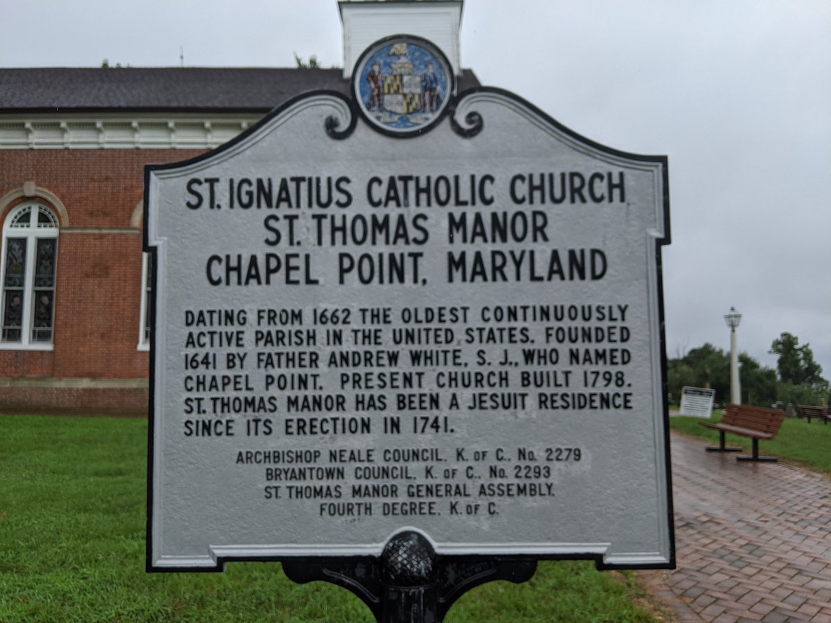 Arrived at St Ignatius at Chapel Point, oldest continually running parish in the United States, founded by Fr Andrew White, SJ. It's where I celebrated my First Mass of Thanksgiving. The painting above the high altar is of the Vision of St Ignatius at La Storta.