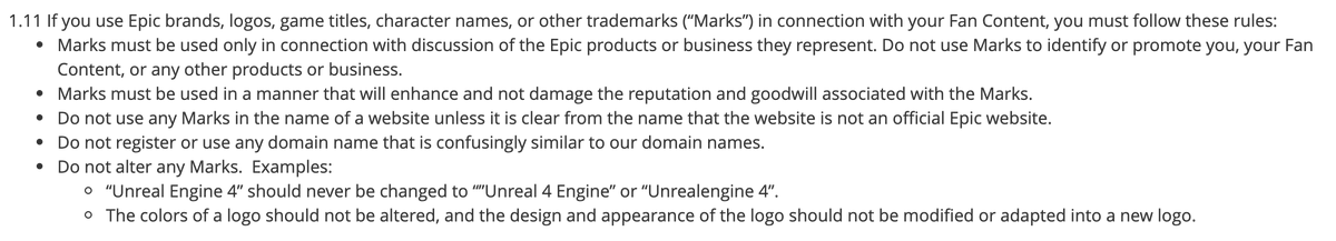 This part's pretty standard, but also: who is going to read this and actually follow the branding guidelines, let's be real here. Except: what happens if you don't?