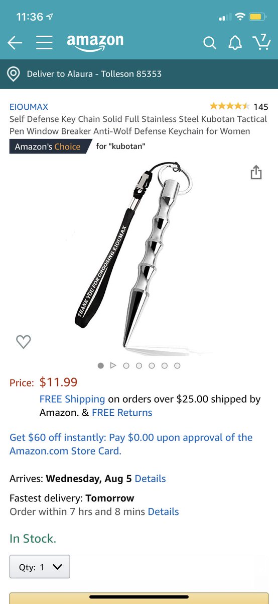 and finally a tactical pen. helps break windows and can also be used as a form of brass knuckles if grabbed or held https://www.amazon.com/dp/B07KG5CDR9/ref=cm_sw_r_cp_api_i_AsgjFbJZ1ACMG