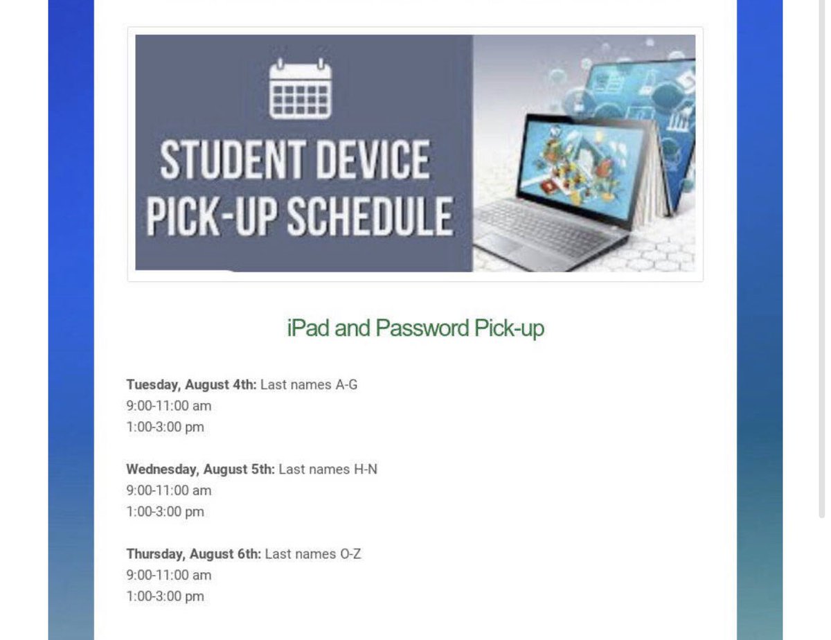 JCMSpal's tweet photo. Device Pick-Up and Information. #TeamJCMS https://t.co/gfIPjgzUze