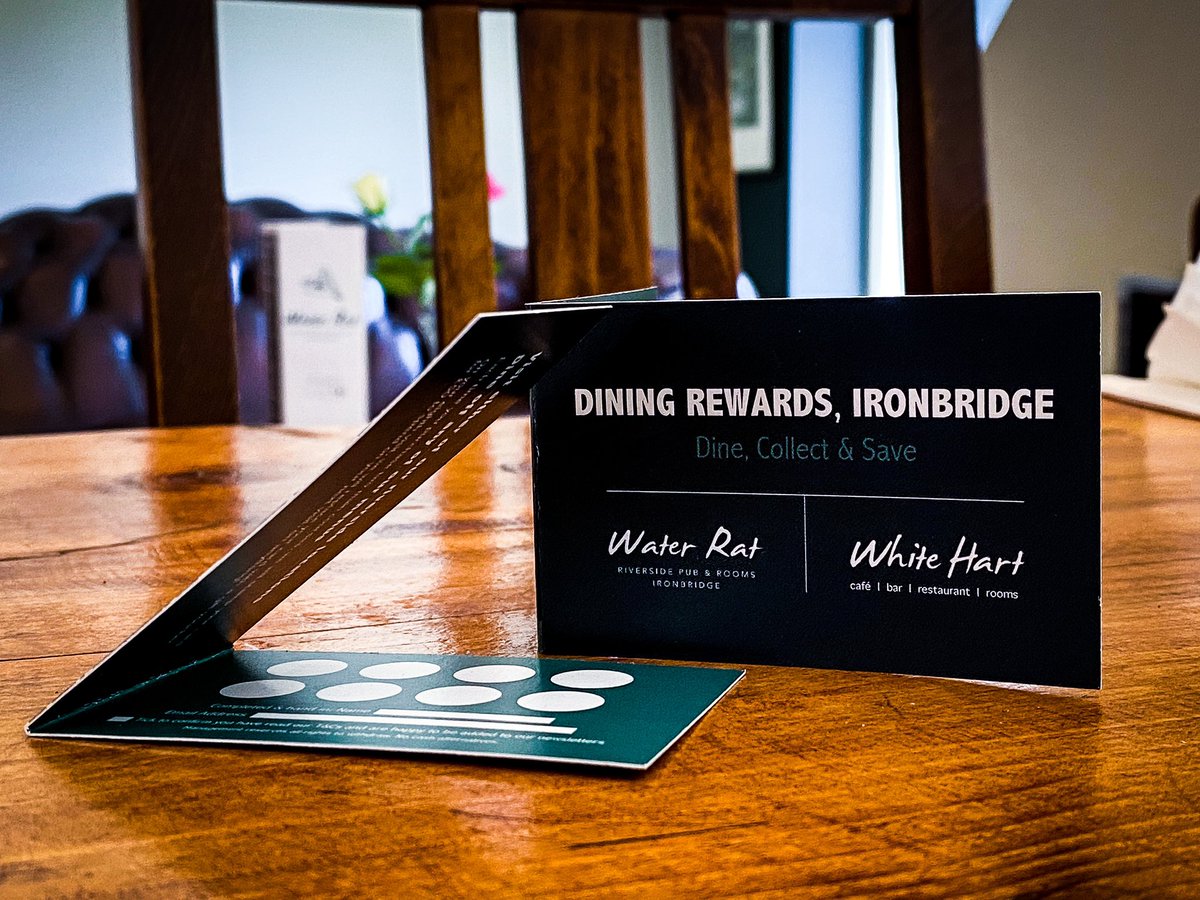 Dining out can be rewarding, especially in Ironbridge. So to put our money where your mouth is, every time you dine with us, or at our sister pub <a href="/WhitehartIron/">White Hart, Ironbridge</a> we will stamp your card. A full card earns you a £50 gift voucher to spend on whatever takes your fancy! Simples. 😋