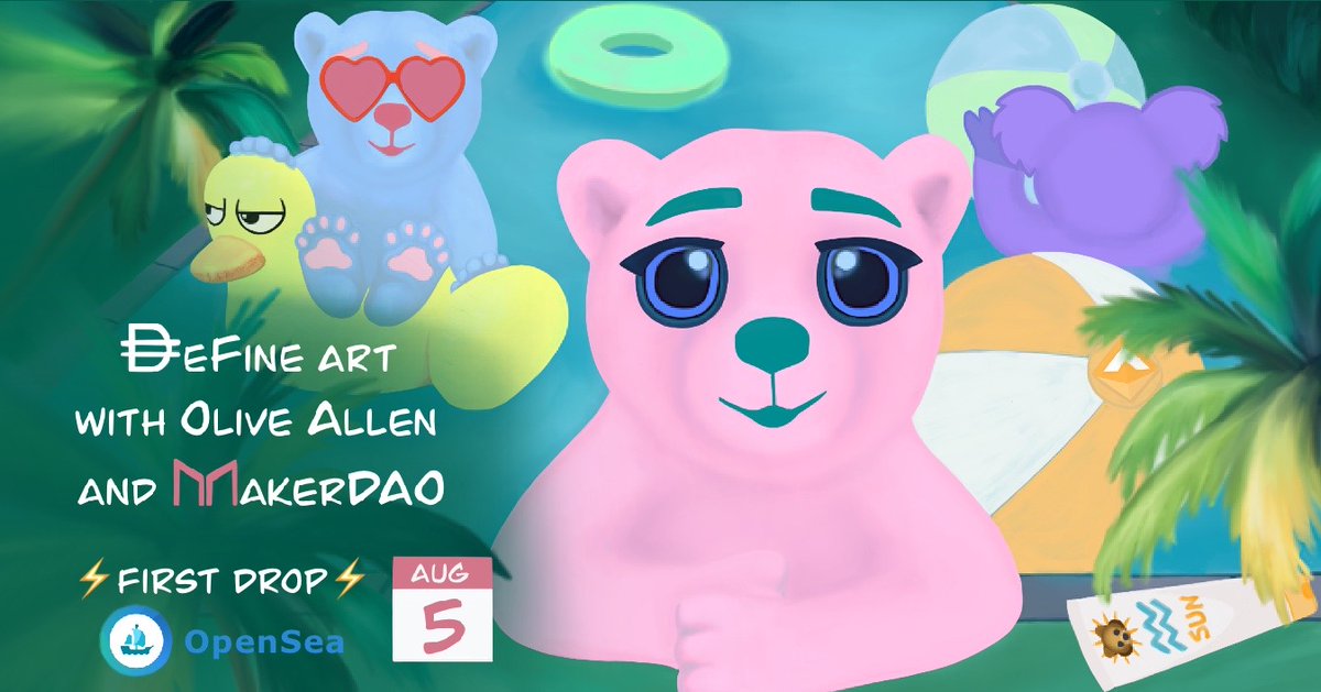 Win a limited edition (1 of 10!) NFT artwork from <a href="/IamOliveAllen/">Olive Allen</a> just by retweeting and commenting on this tweet. 
Winner will be announced Aug. 5th!

And remember to check out the rest of her work on <a href="/opensea/">OpenSea</a> kicking off on Aug 5th as well 🐻 

#DeFiNFT