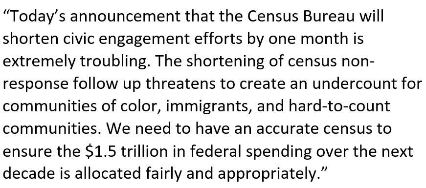 16.  @ceanthony50 of  @leagueofcities calls  @NPR report on the Census Bureau cutting short  #2020Census door knocking by a month "extremely troubling":