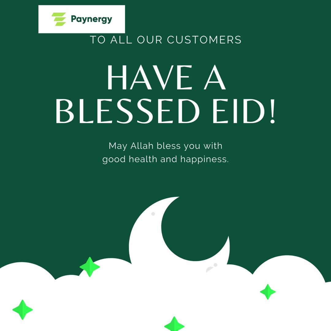 PaynergyNg's tweet photo. #EidAdhaMubarak to all our customers. We pray for Allahs blessings on you and your families. https://t.co/7KupXnuNjb