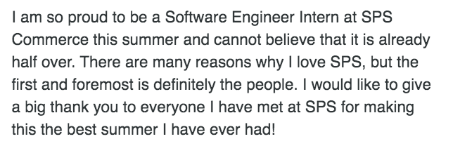 MinnesotaAiC's tweet photo. A belated #HappyNationalInternDay to all our #MNAiC20 #interns 👩🏻‍💻👩🏼‍💻👩🏾‍💻👩🏿‍💻

Intern, Breanne Pundsack, had this to share about her #internship experience at @spscommerce!
___
#nationalinternday #teamsps #fbf https://t.co/CCaPExmstj