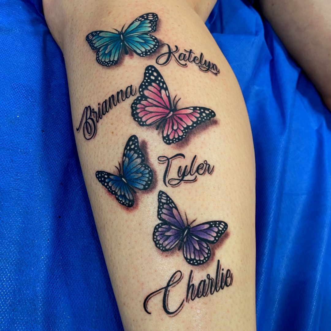 ECWJAX's tweet photo. Butterflies and names by Alex Gama #butterflytattoo #tattoo #igersjax #namestattoo #jaxbeach #jaxbeachtattooartist #jaxtattoo #904 #904tattoos #904tattoo #904tattooartist #jaxtattooartist https://t.co/x5eEkXdhpn