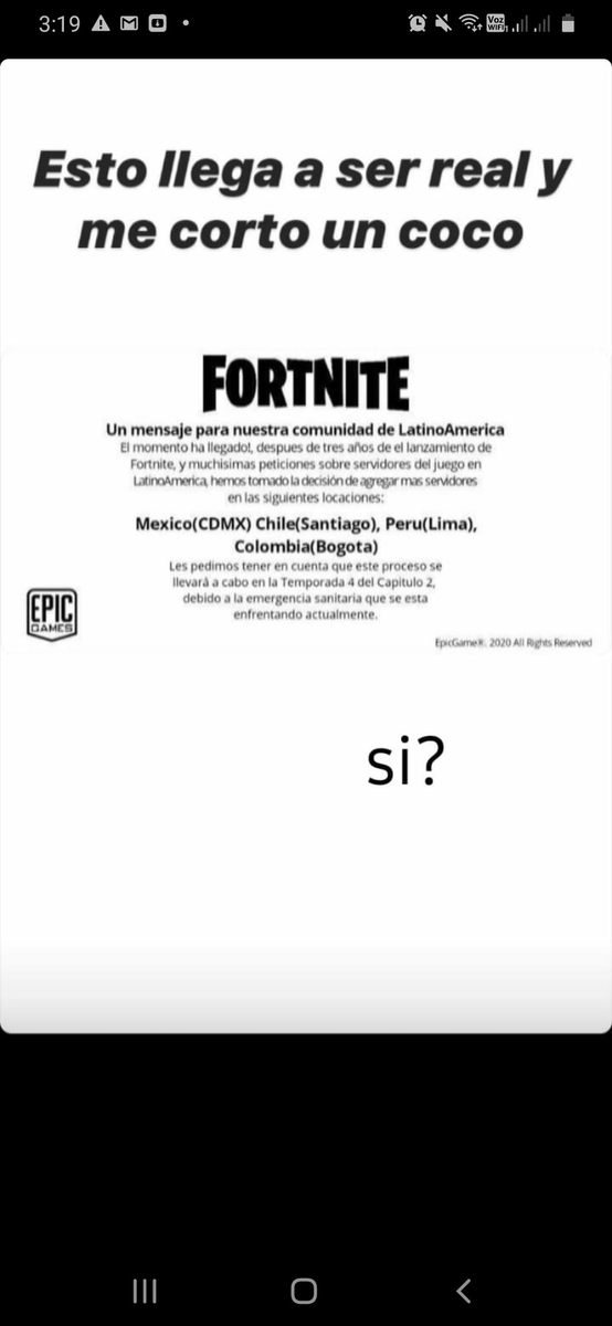 NotPaloIntel's tweet photo. La gente que se dedica hacer esto para confundir a la gente, al menos tómese el tiempo de escribir bien todo el comunicado.

#Fortnite https://t.co/3efkmzpbGQ