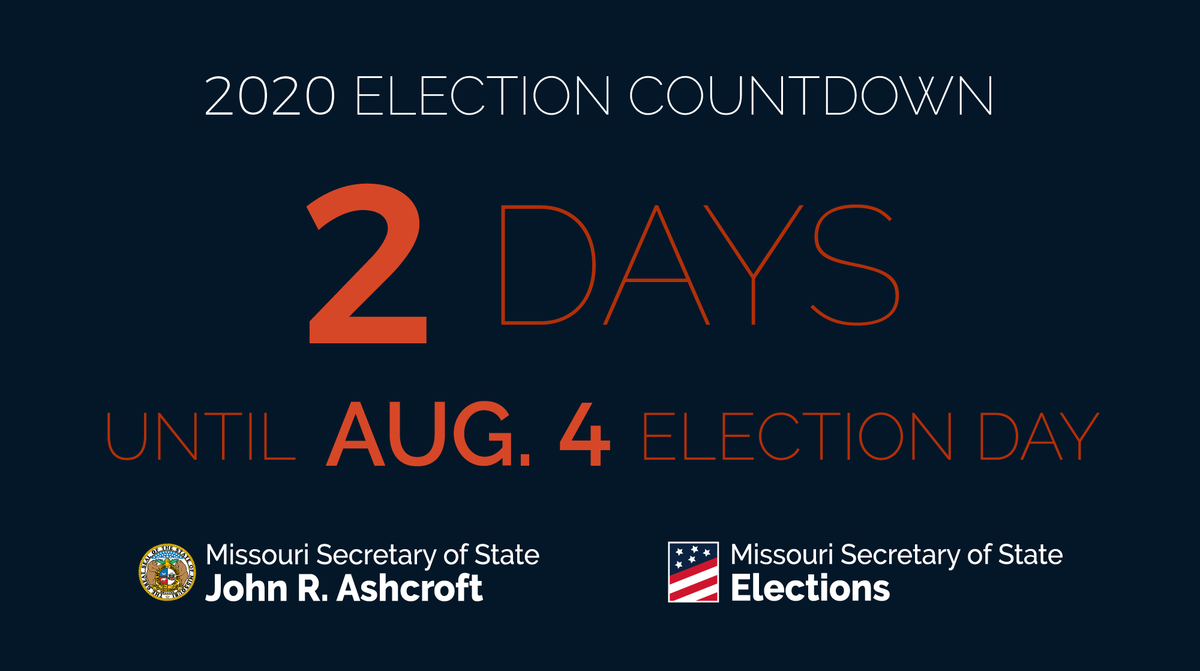 MissouriSOS's tweet photo. The primary is just 2 days away! Visit our website to see the steps we take at the state and local levels to ensure the integrity of our elections. #TrustedInfo2020 #Movotes #moleg https://t.co/EEMdJvk0HQ https://t.co/Fq4NEkjjj4