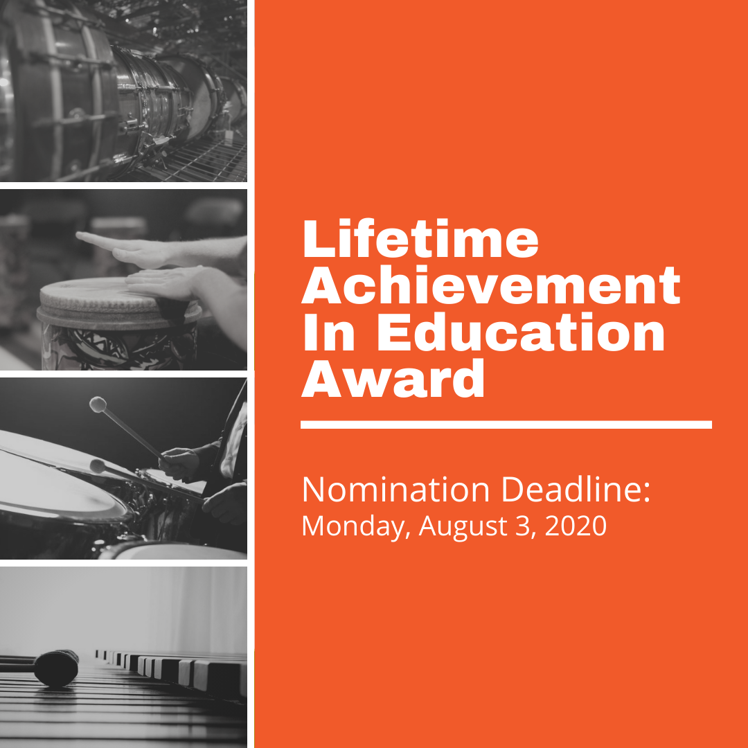 PercussiveArts's tweet image. ⚠️ Deadlines are coming up! ⚠️

Nominations for the Lifetime Achievement in Education Award and entries for the 2020 Composition Contest are both due Monday, August 3, 2020! 

Lifetime Achievement 
🔗 pas.org/about/awards/

Composition Contest: 
🔗 bit.ly/compositioncon…