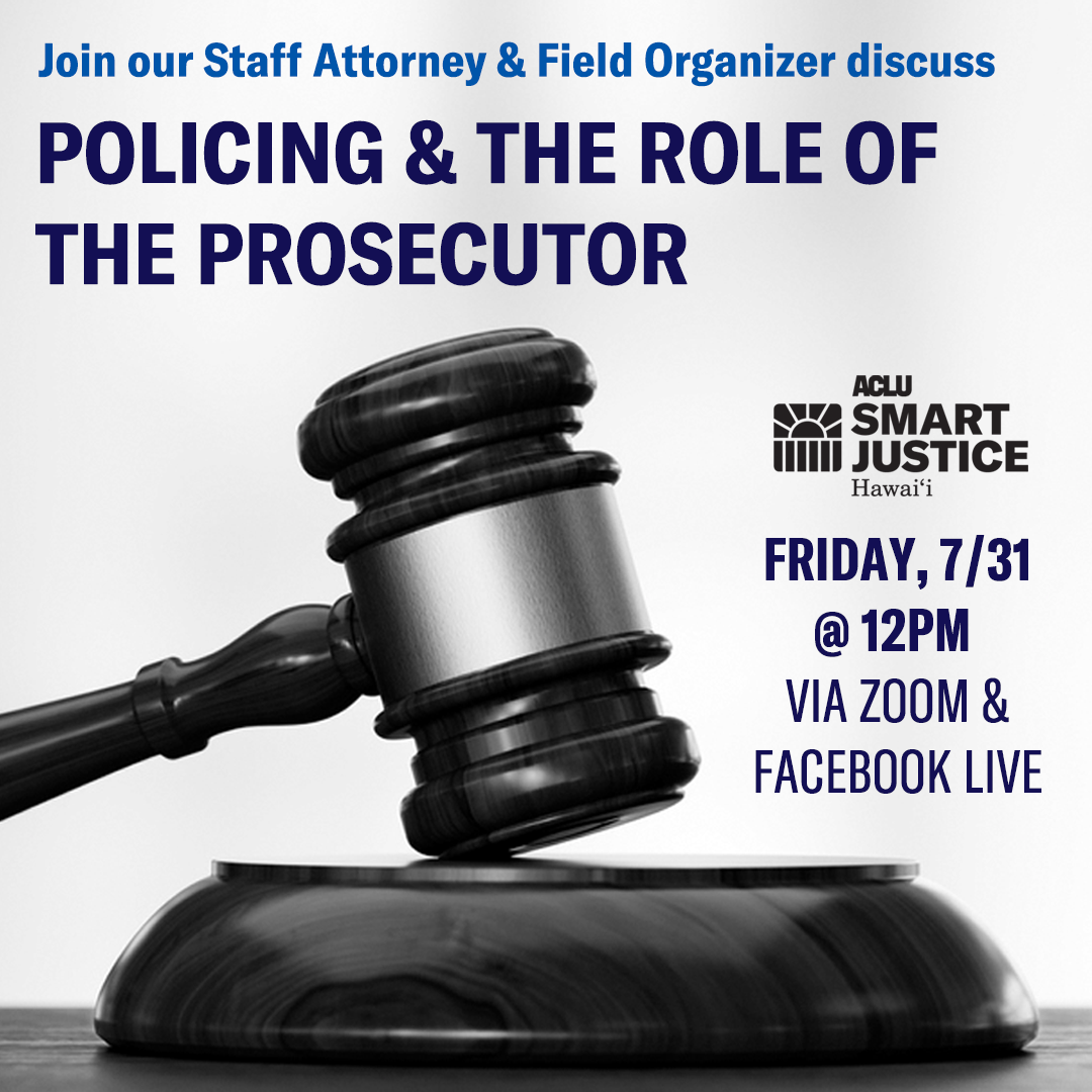 acluhawaii's tweet photo. In just under 3 hours, Staff Attorney Wookie Kim and Field Organizer Shayna Lonoaea-Alexander are going to discuss the role of the prosecutor when it comes to policing our communities:

Catch the stream on our FB or if you want to ask Q's, watch on Zoom: https://t.co/3JMRajwlHx https://t.co/6tIeYogNM4