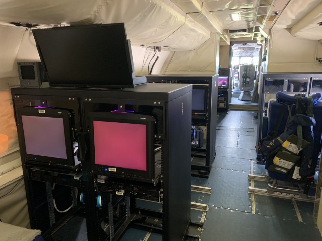 Further back you have the science and data stations where on a typical non-pandemic flight we’d have scientists sit and look at data as it comes in, like from our cloud physics pylon on the wing and our tail Doppler radar.