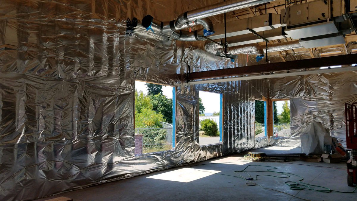 VPS_ReSchools's tweet photo. If you are looking for @MrFechter or a smurf room, check out the blue weather barrier install at Fruit Valley. Inside looking great too. #vpsamazing https://t.co/Lc8c7IcYze