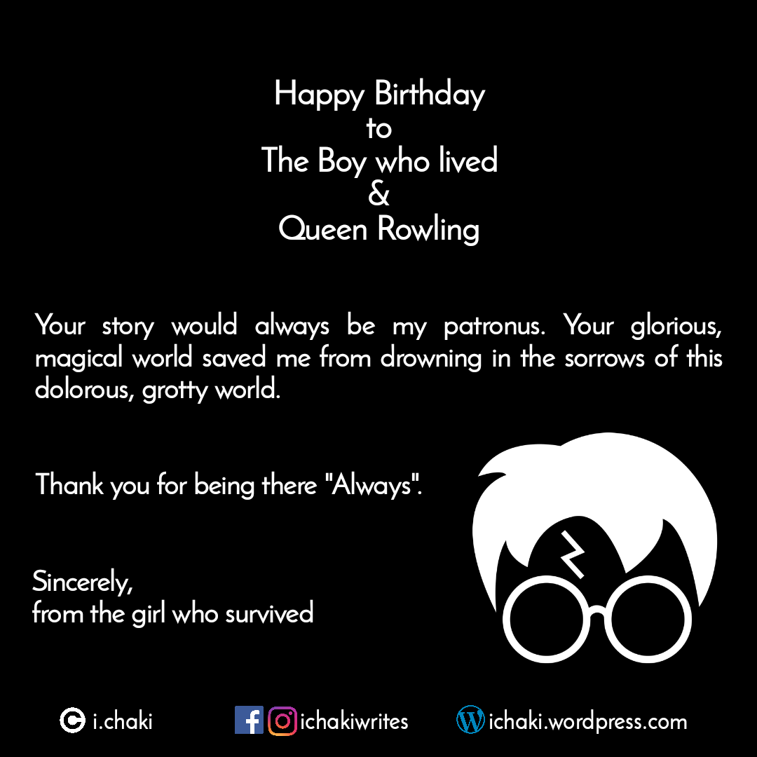 ichakiwrites's tweet photo. Belated Happy Birthday to Queen Rowling (@jk_rowling)
Thank you for creating the Boy who lived. He helped me become the girl who survived 💗 #harrypotterbirthday #JKRowling #HappyBirthdayJKRowling #TheIckabog #potterhead #HarryPotter #HarryPotter40 #HarryPotterDay #queenrowling https://t.co/NJ489SUcoB