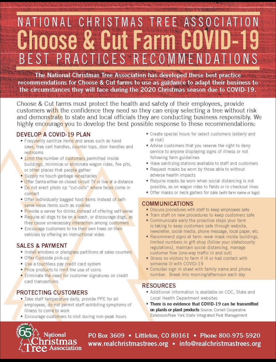 RealTrees's tweet image. Be sure to see these COVID-19 Best Practices recommendations for Choose &amp;amp; Cut Farms and Tree Lots developed by the National Christmas Tree Association’s COVID-19 committees.