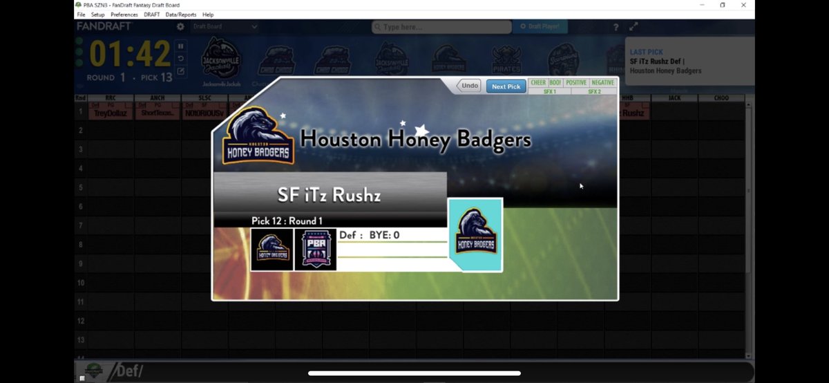 With the 1️⃣2️⃣ Pick in the Season 3 @PBA2KL_  Draft <a href="/Badgers_PBA/">Houston Honey Badgers</a> Select @iTzRushz