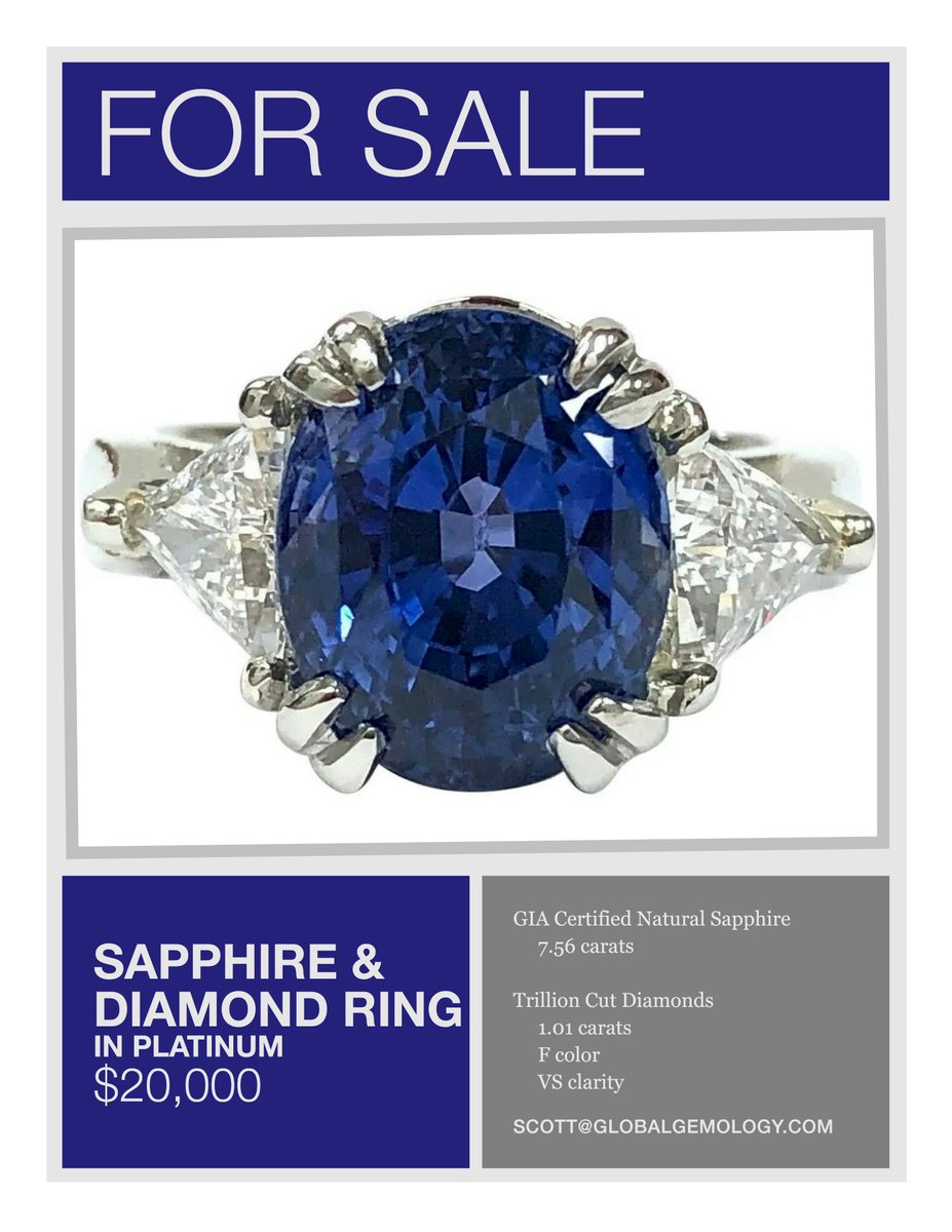 globalgemology's tweet photo. Stand out from the crowd with this fine quality platinum ring set with a GIA Certified 7.56 carat natural sapphire and 1.01 carats of trillion cut diamonds (F/VS1-VS2).

https://t.co/dL92AtMOzf

#highfashion #finejewelry #sapphirering #giacertified #platinumring #trillioncut https://t.co/bPYOfuVEcE