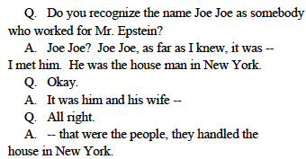 Joe Joe was the name of the person who handled the  #Epstein house in New York