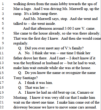  #GhislaneMaxwell was looking for victims at Mar-a-largo. Literally jumped out of the car when she saw Virginia Roberts.