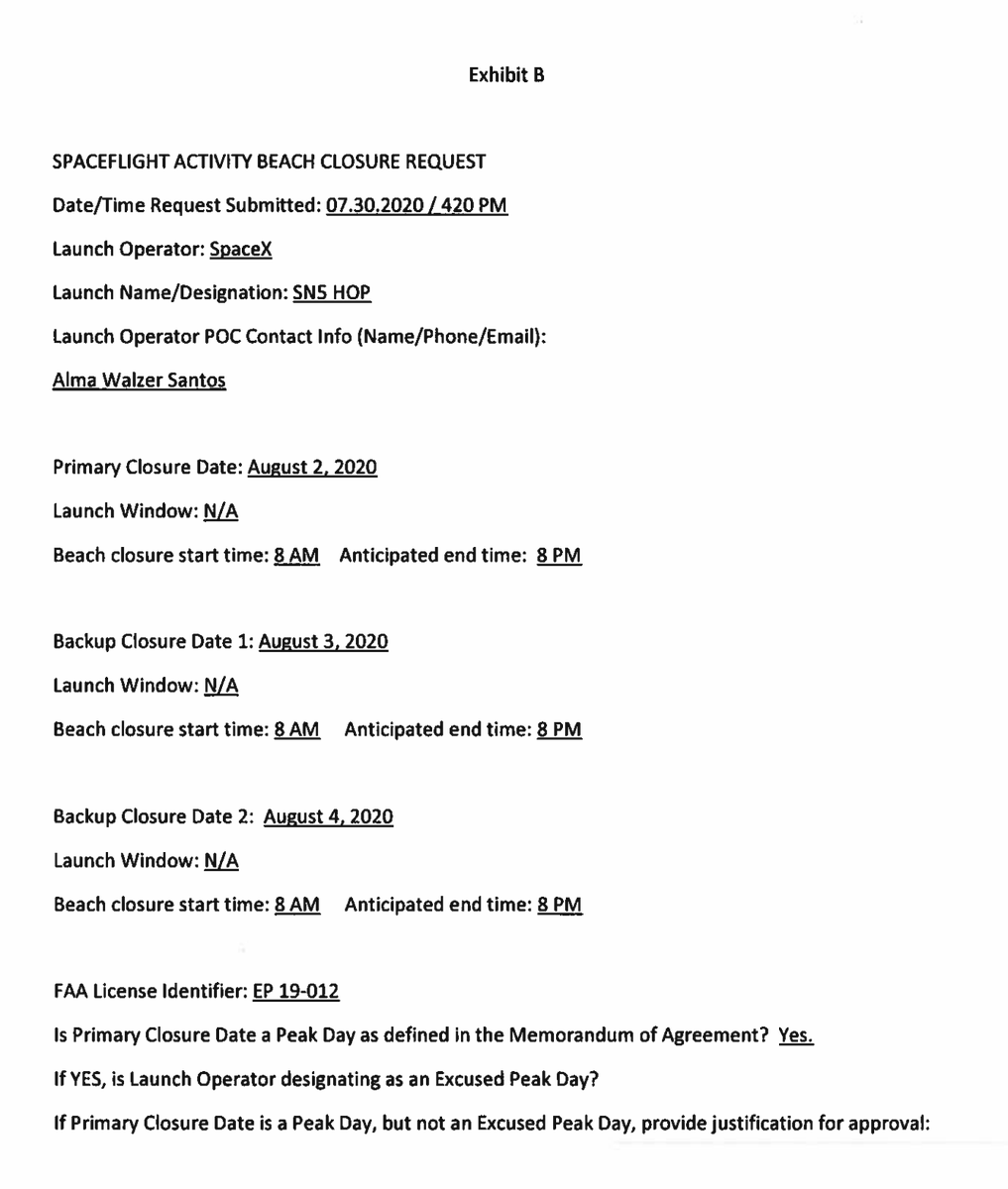 MichaelBaylor_'s tweet photo. SpaceX is targeting Aug. 2 for Starship SN5's 150 meter hop test, per the latest Boca Chica beach and road closures.

Backup days are available on Aug. 3 and 4. Windows are from 8 a.m. to 8 p.m. Central.

https://t.co/6u2msVb0b8 https://t.co/SDhJG3hCSB