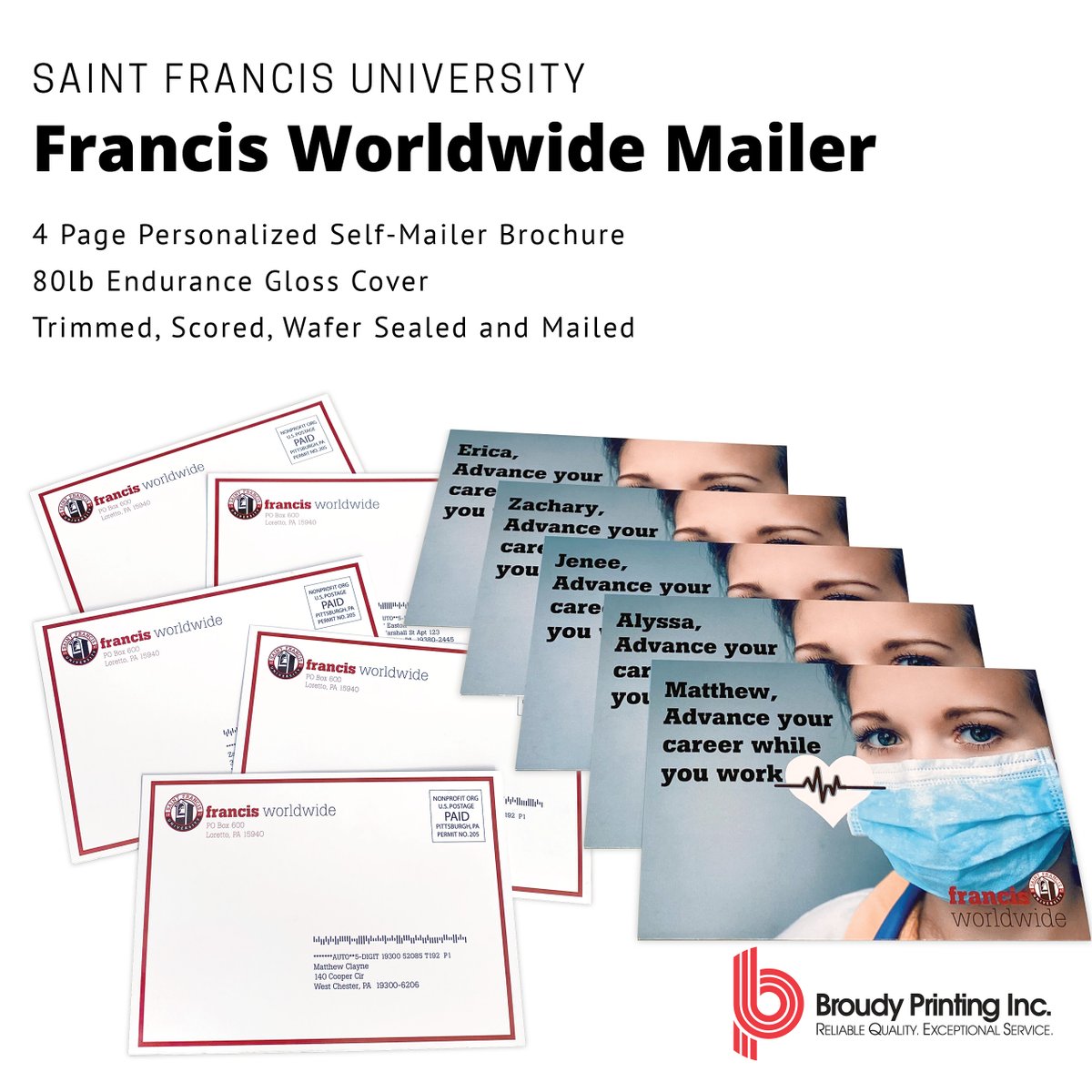 broudyprinting's tweet photo. Proud to help with @franciswrldwide promote their new nursing degree programs with a personalized and targeted direct mail campaign! Need help with your next print campaign? https://t.co/mHuoAmXYJq