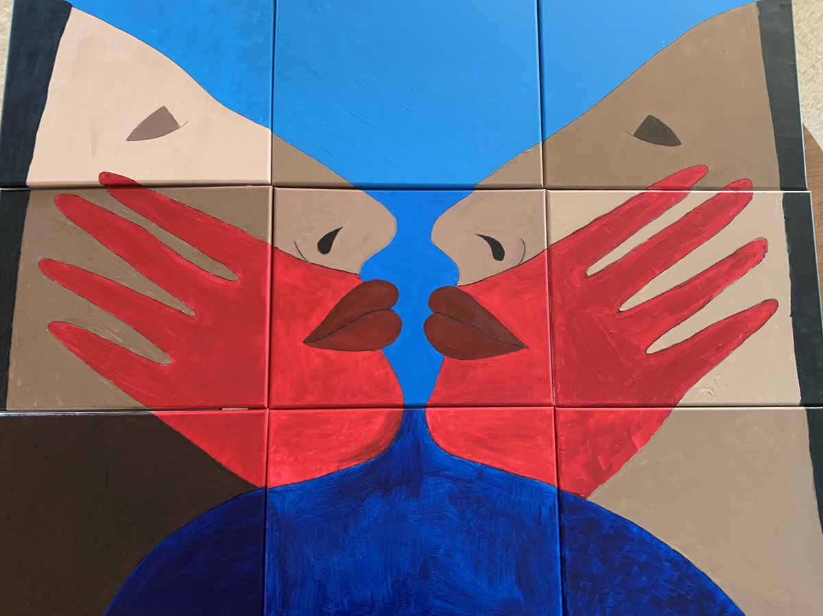 ratchetrica's tweet photo. My Wikoskalaka Omniciye Young Women’s Group made this today. They each got to paint a piece and when we put it together it turned out BOMB and it’s big AF. #MMIW #SupportNativeYouth #NativeArt Special thanks to Dwayne Wilcox https://t.co/AJXdyM0eiP