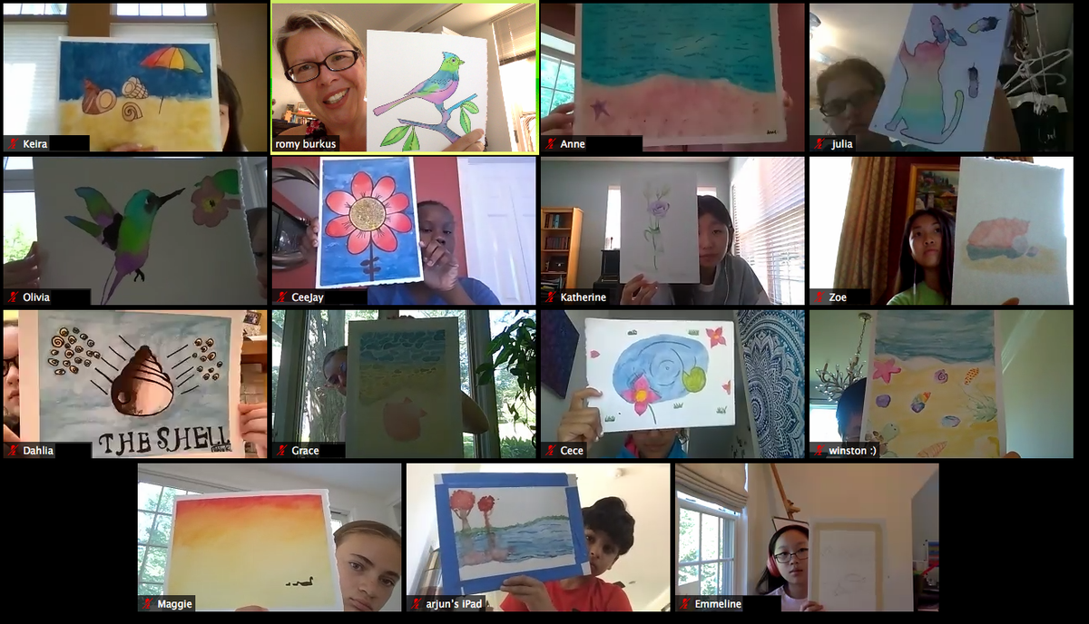GA1759's tweet photo. The first week of Summer Enrichment is done, but beautiful artwork will live forever! Says MS Art Deparment Head and Teacher Romy Burkus, "I was blown away by the dedication of my painting students! After our zoom class, every student continued to paint on his/her own!" https://t.co/T4F3s9v4QD