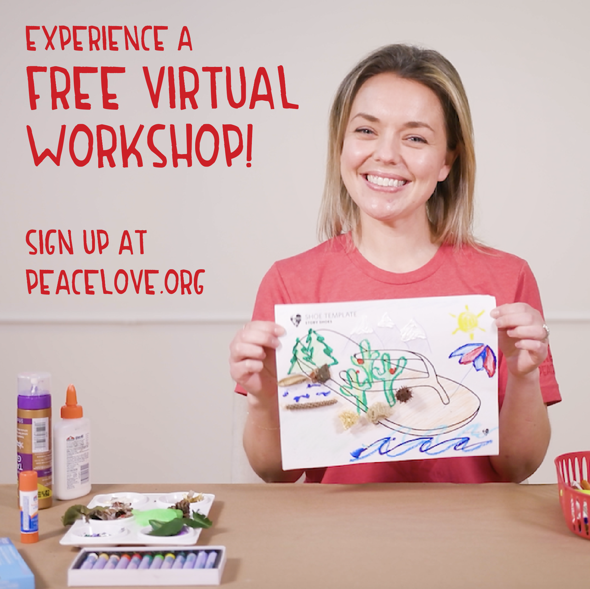 PeaceLoveFdn's tweet photo. “Story Shoes” is a workshop that invites us, through symbolic representation, to explore ourselves &amp; our life experiences. We love this workshop, &amp; are excited to share it for free on our new, Virtual Workshops platform. 

Try it for yourself: https://t.co/70UhzpsyF0 https://t.co/jsKSunPw96