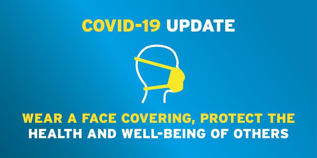 Wear a face covering, protect the health and well-being of others while also protecting yourself #StaySafeSaveLives