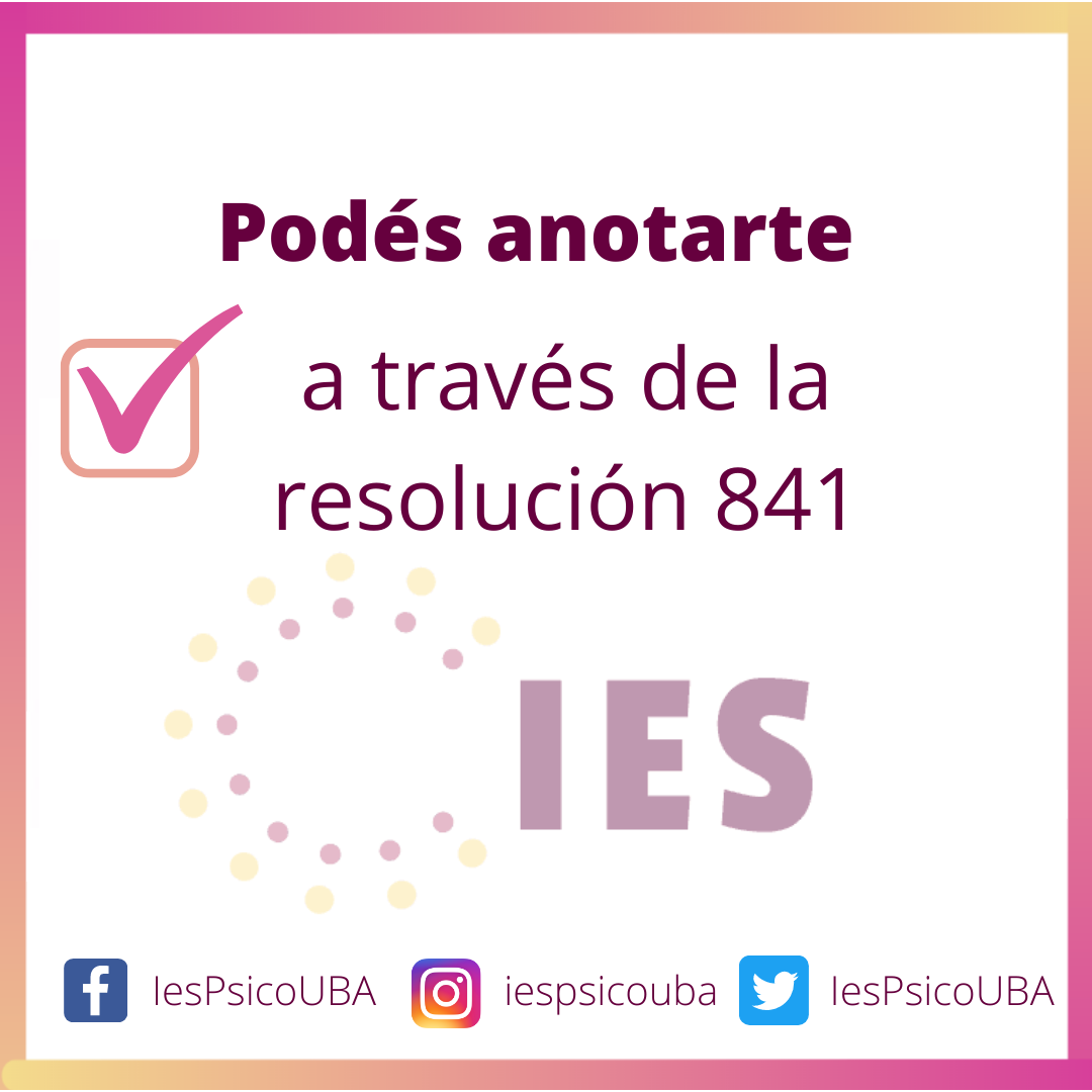 IesPsicoUBA's tweet photo. Si sos graduado de psico u otras facultades podés anotarte a través de la resolución 841. 

Te esperamos en #IES!

#Iescátedra  #experienciaIES 
#psi #psico #UBA #Psicouba
#Estudiantepsico #CEP
#Informática #Educación #Sociedad https://t.co/vdc5LFZBw9