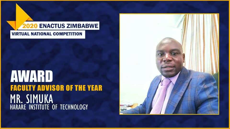 BOOSTFellowship's tweet photo. Congratulations for the Outstanding Faculty Advisor (FA) Award, recognizes a faculty member who has had a positive influence on students throughout their Enactus Year. The award for Faculty Advisor of the year goes to: Mr. Simuka from @BoostEnactusHIT

#BOOSTEnactus2020 #WeAllWin https://t.co/JMEiXOkZih