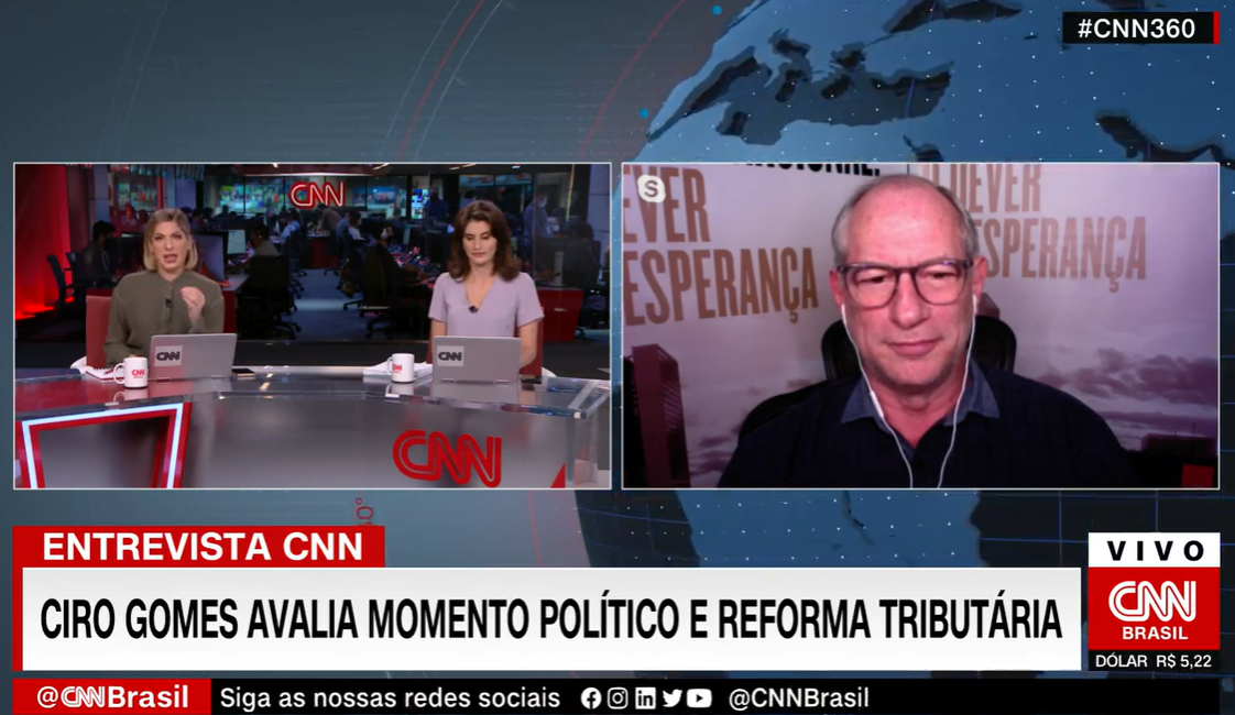 cirogomes's tweet photo. Começou! Estou ao vivo na @CNNBrasil, com as jornalistas @DanielaLima_ e Carol Nogueira. Acompanhe! #CiroNaCNN https://t.co/vyme6tf5cf