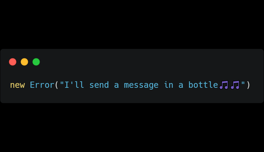 The built in Error object has 2 properties:1. name2. messageThe name defaults to "Error". The message is whatever you pass into the constructor, and when the error happens, the console prints out the message.