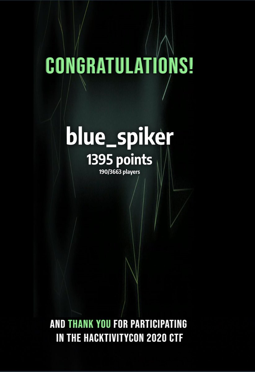 blue_spiker's tweet photo. #HacktivityConCTF 48 hours of fun. Thank you @_johnhammond @NahamSec and all your crew. Another great CTF!! https://t.co/VJPlNinepB
