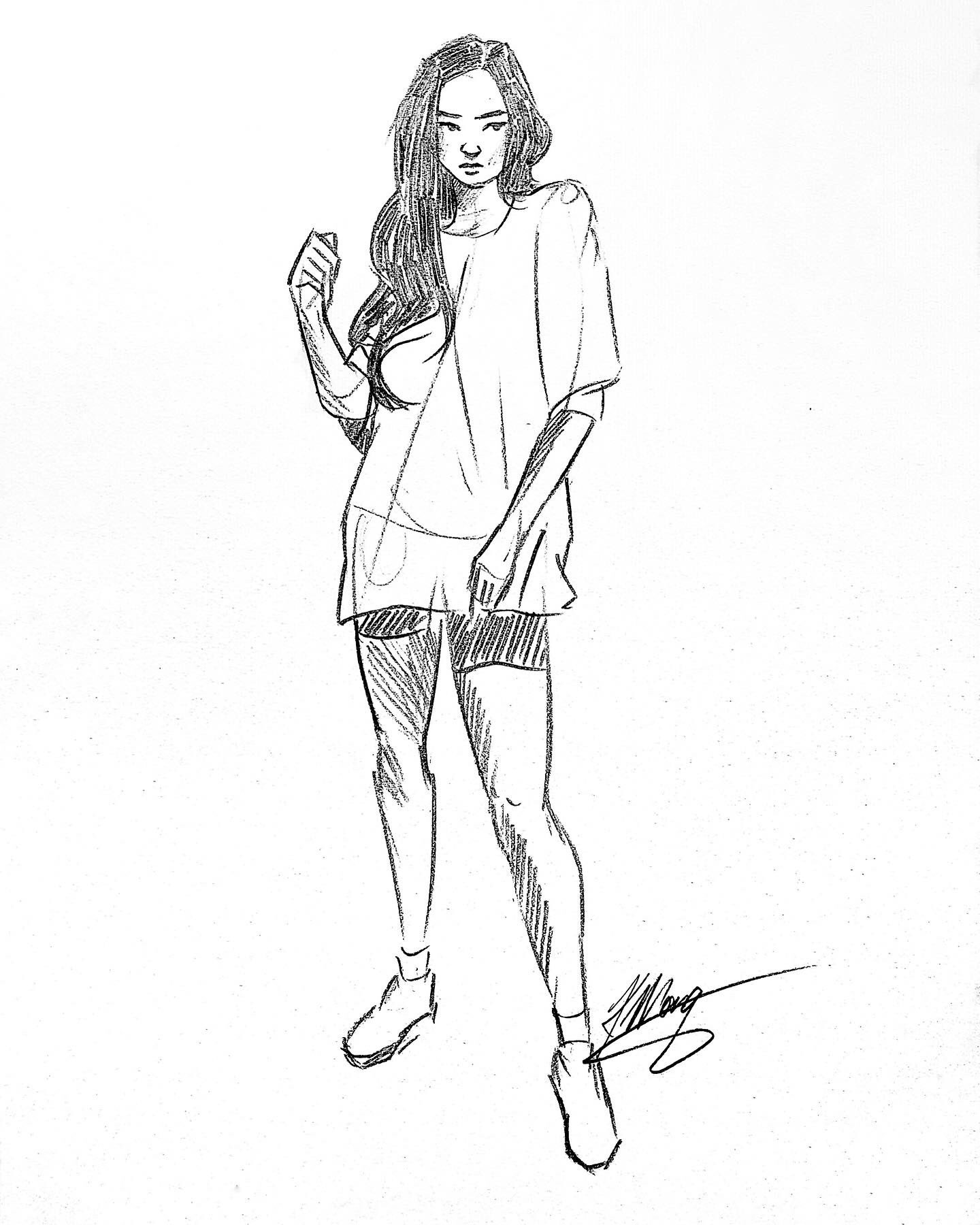 Sketch of a character in full body view on Craiyon