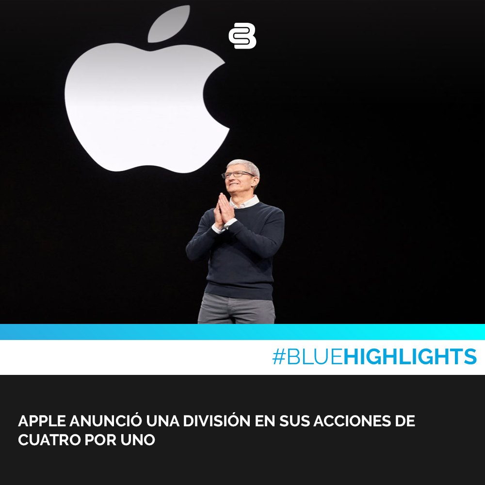 bluecfinance's tweet photo. #BlueHighlight 📰  Apple anunció una división en sus acciones de cuatro por uno 👉🏼   En este caso, todos los inversores que actualmente poseen las acciones recibirán tres acciones adicionales después de que el mercado cierre el 24 de agosto 📱

Más aquí https://t.co/SuM3KaXeGh https://t.co/KO6OdqCY85