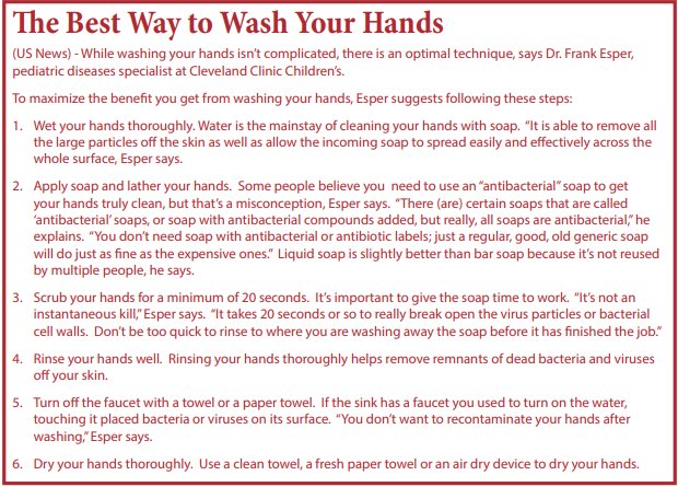 during COVID-19 we want our members to stay safe and healthy! Here’s great tips on keeping your hands clean!