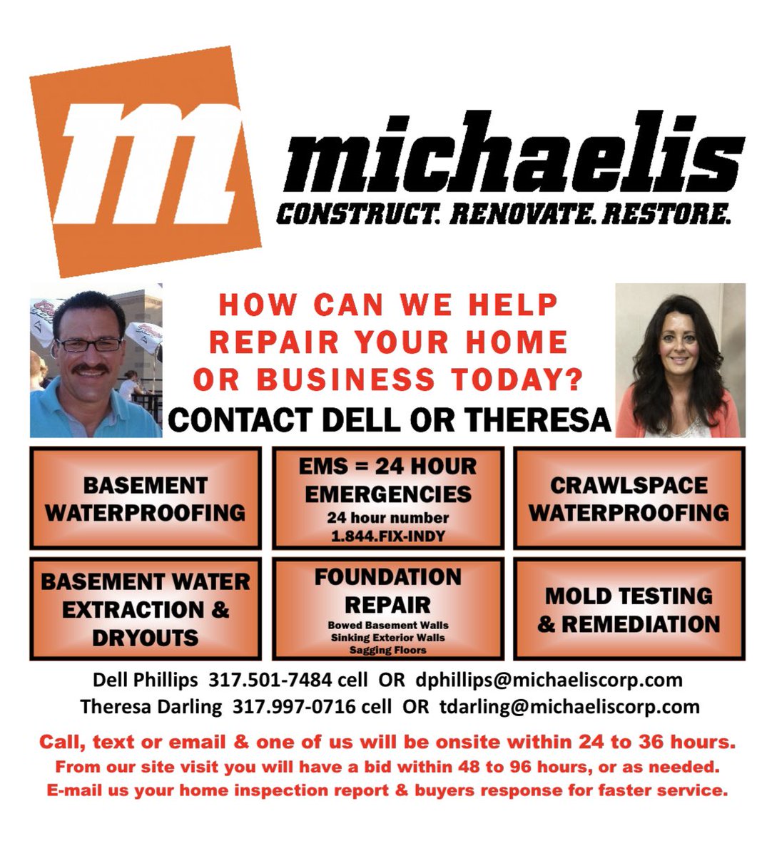 #AskPat <a href="/JMV1070/">JMV1070</a> <a href="/patsullivan931/">Pat Sullivan</a> #GotAWetBasement? If any of your listeners need a #Free Basement Waterproofing inspection - text me this weekend. Dell @MC1Dell at <a href="/MichaelisCorp/">844.FIX.INDY</a> 317-501-7484 cell Right <a href="/BartFisher17/">Bart Fisher</a> 👍🏼👍🏼