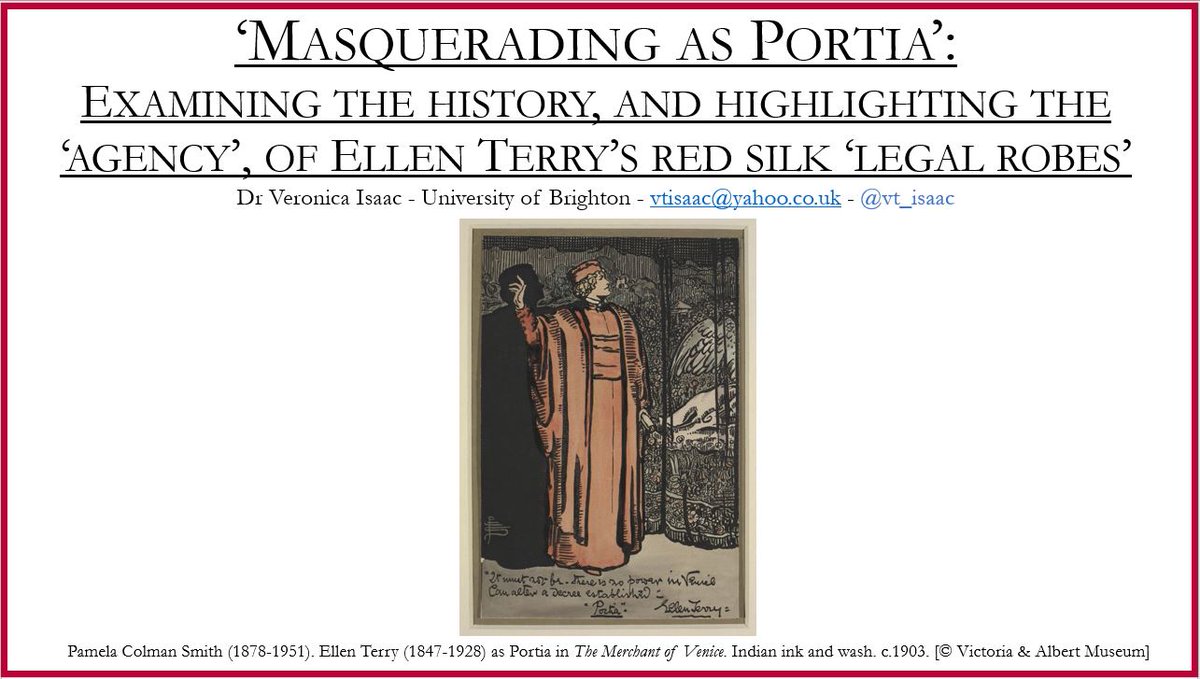 Finally recorded my paper for <a href="/CriticalCostume/">Critical Costume</a>. Wonderful to have the chance to share Terry's Portia #costume &amp; to know that it will be part of an online video library...But this format definitely come with a whole new level of nerves &amp; impostor syndrome!