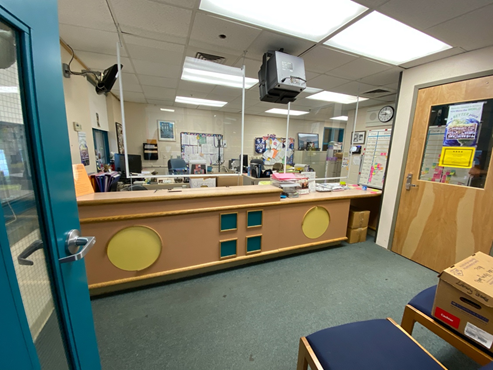 pvdschools's tweet photo. We continue to install protective plexiglass barriers throughout our school buildings, ensuring all of our front offices are safe to welcome back faculty, staff, students, and families into our school buildings. #PPSDfall2020 https://t.co/cIqUa3lfGq