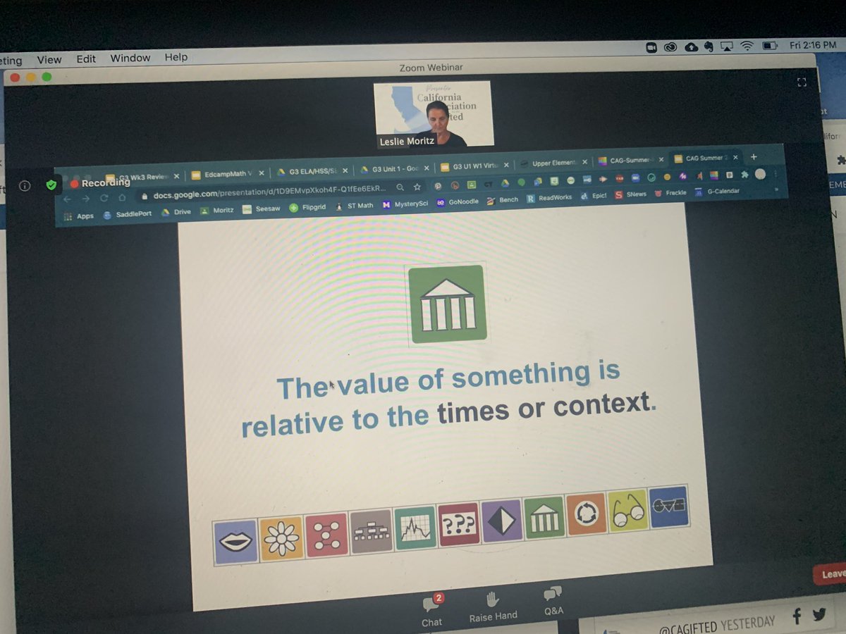MissMoeTeaches's tweet photo. Day 3 of the 2020 @cagifted Teacher Training Summer Institute! My wheels are spinning and 🧠 is on overload...but in the best way! 💻 #cagifted #giftedEd #giftededucation #cagcon #cag https://t.co/g29a0ijdWS