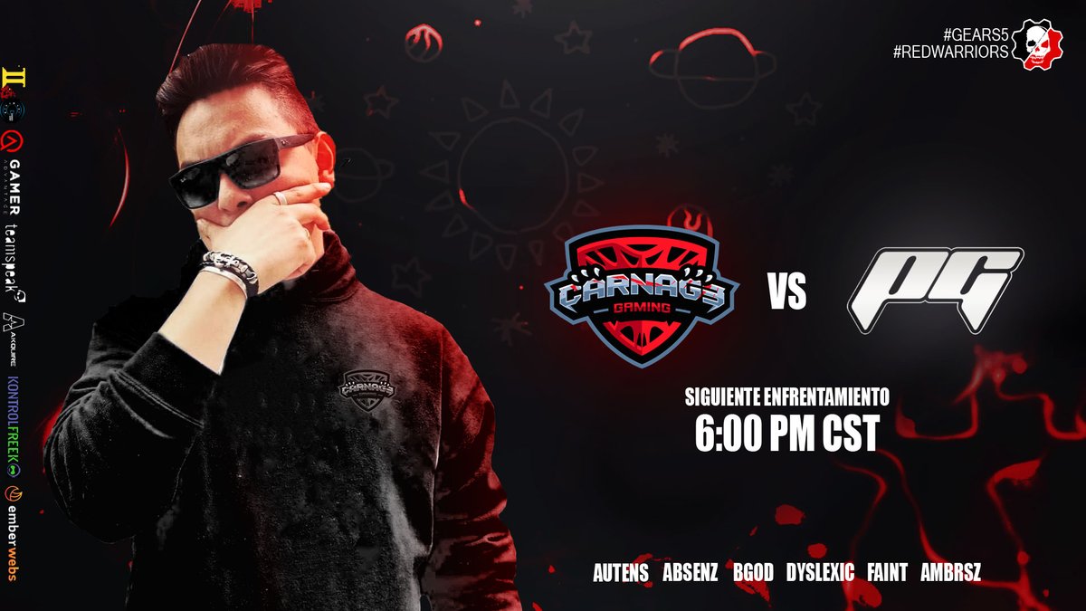 Ambrsz_'s tweet photo. Ultimo match del día y en esta ocasión nos enfrentaremos a @Parallax_gg Dos equipos de Latam están por darse con todo
@CGCarnageGaming
@auttens_
@Absenz_
@BGodofi
@DyslexicSZN
@FaintSH
#RedWarriors #Gears5 #GoCarnage https://t.co/ucwGsbwJ8N