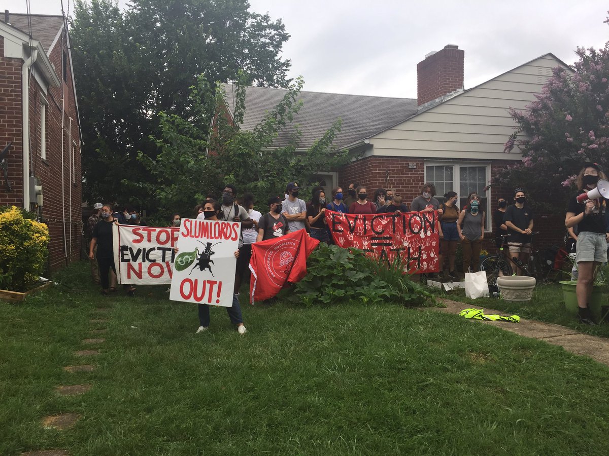 margaretbarthel's tweet photo. I’m here just over the DC line in PG County, at a protest being staged to stop a threatened illegal eviction, amid Maryland’s eviction moratorium in the pandemic. https://t.co/MxOZyBQbk9